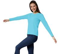 dressforfun Langarmshirt Damen, Damen Pullover, Longsleeve Damen, Basic Langarmshirt Damen, Oberteile Damen, Mode für Freizeit, als Business Outfit Damen oder Sport Oberteile Damen - (Hellblau | XL)