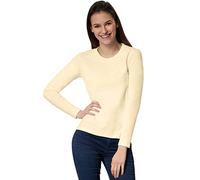 dressforfun Langarmshirt Damen, Damen Pullover, Longsleeve Damen, Basic Langarmshirt Damen, Oberteile Damen, Mode für Freizeit, als Business Outfit Damen oder Sport Oberteile Damen - (Creme | M)
