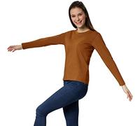 dressforfun Langarmshirt Damen, Damen Pullover, Longsleeve Damen, Basic Langarmshirt Damen, Oberteile Damen, Mode für Freizeit, als Business Outfit Damen oder Sport Oberteile Damen - (Braun | XXL)