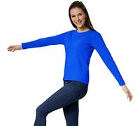 dressforfun Langarmshirt Damen, Damen Pullover, Longsleeve Damen, Basic Langarmshirt Damen, Oberteile Damen, Mode für Freizeit, als Business Outfit Damen oder Sport Oberteile Damen - (Blau | L)