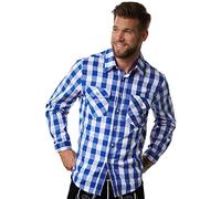 dressforfun Trachtenhemd Herren, Hemd Herren weiß blau kariert, Herrenhemden Langarm mit Knopfleiste & Brusttasche, Herrenhemd, Trachtenshirt, Oktoberfest-Kleidung - (XXL | Nr. 303034)