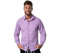 dressforfun Trachtenhemd Herren, Hemd Herren weiß lila kariert, Herrenhemden Langarm mit Knopfleiste & Brusttasche, Herrenhemd, Trachtenshirt, Oktoberfest-Kleidung (M| Nr. 303026)