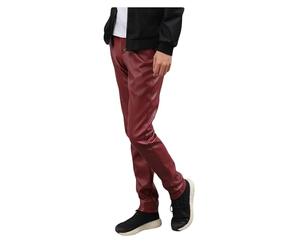 Dressnu Stretch Biker Lederhose schlanke Herren Leggings enge Hosen, Weinrot, 56
