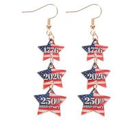 DRESSOOS 1 Paar amerikanische Ohrringe zum 250. Jahrestag - Sternförmige Acryl-Ohrhänger - Patriotischer Schmuck für Veranstaltungen zum 4. Juli und passende Kleidung zu Nationalfeiertagen