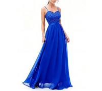 DRESSTELLS Abendkleid Damen Festlich Träger Kleider für Hochzeitsgäste Elegantes Ballkleid Lang Blau Brautkleid Standesamt Hochzeitgastkleider Royalblue L