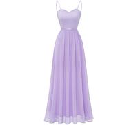 DRESSTELLS Abendkleid Übergröße Festliches Kleid Damen Hochzeit Sommer Ballkleid Bodenlang Elegant Brautkleid Hochzeitgastkleider mit Spaghettiträger Lavender 2XL