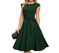 DRESSTELLS Cocktailkleid Damen Elegant Dunkelgrün 1950er Knielang Rockabilly Hochzeitkleid Vintage Abendkleid Kurz Swing Partykleid Vintage Petticoat Kleid DarkGreen 3XL