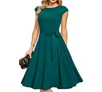 DRESSTELLS Cocktailkleid Damen Festliche Kleider 1950er Knielang Rockabilly Hochzeitskleid Türkises Abendkleid Vintage Silvester Outfit Swing Elegante Weihnachtskleid Turquoise XL