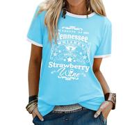 Dresswel Western Cowgirl Tshirt Damen Smooth As Tennessee Whiskey Grafik Druck T-Shirt Kurzarm Rundhals Country Musik Tee Tops Sommer Tshirts für Frauen
