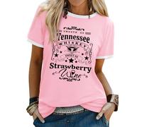 Dresswel Western Cowgirl Tshirt Damen Smooth As Tennessee Whiskey Grafik Druck T-Shirt Kurzarm Rundhals Country Musik Tee Tops Sommer Tshirts für Frauen