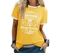 Dresswel Western Cowgirl Tshirt Damen Smooth As Tennessee Whiskey Grafik Druck T-Shirt Kurzarm Rundhals Country Musik Tee Tops Sommer Tshirts für Frauen