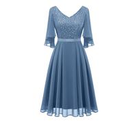 Dressystar Cocktailkleid Damen Kurz Hochzeitskleid a Linie Cocktailkleid Abendkleider Midi Aup7090 Greyblue XL