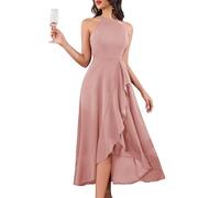 dressystar Sommer Kleid Damen Elegant Lang Rüschen Kleider HochzeitsKleid Neckholder Cocktailkleid Sexy Brautkleid Ballkleid Lange Auplm08 Blush S