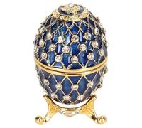 DriKou Ei-Schmuckkästchen, Zinklegierung, glitzernde Strasssteine, exquisite elegante Metall-Schmuckschatulle für die Aufbewahrung im Familienbüro (Blue)