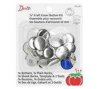 Dritz 7/8" Craft Cover Button Kit Knopf-Set, Nickel, Size 36 (7/8-Inch), 14