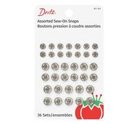 Dritz 81-65 Druckknöpfe zum Aufnähen, Größe 1/0, 2/0 und 4/0, vernickeltes Messing, 36 Stück