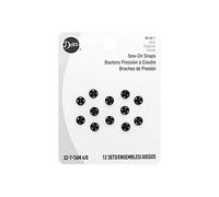 Dritz Sew-On Snaps, 12 Sets, Size 4/0 Druckknöpfe zum Aufnähen, Messing, Schwarz