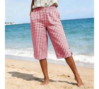 Drivstraw Damen Plaid Printed Casual Pants Loose Elastic Waist Regular Length Pants with Pockets for Vacation Holiday Beach Cycling Fitness Summer Wear(XXXL Red)