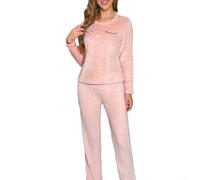 Drivstraw Damen Pyjama Set Langarm Loose Fit Gemustert Winter | Weicher Polyester-Stoff, atmungsaktiv und pflegeleicht für kuschelige Nächte im Winter