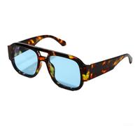 Drivstraw Damen Sonnenbrille mit Doppelsteg, UV400 Schutz, Leichte PC-Gläser, Pilotenform für Alltag, Unisex Mode Eyewear, Tortschild Rahmen mit Blauem Glas(A)