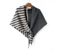 Drivstraw Damen Strick Umhang Wolle Mix Dreieck Schal Warm Gestreift | Weicher Wollmix aus Acryl und Wolle, bietet kuschelige Wärme ohne zu kratzen, ideal für empfindliche Haut