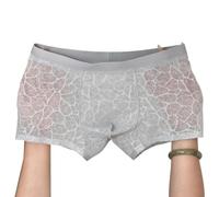Drivstraw Herren Boxershorts aus EIS-Seide Netz Atmungsaktiv Spitze | Men's Ice Silk Mesh Lace Plus Size Boxer Shorts U Convex Pouch Trunks Underwear
