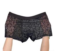 Drivstraw Herren Boxershorts aus EIS-Seide Netz Atmungsaktiv Spitze | Men's Ice Silk Mesh Lace Plus Size Boxer Shorts U Convex Pouch Trunks Underwear