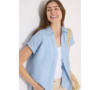 Kurzarmbluse CECIL, Damen, Gr. M (40), fresh water blau, Web, Obermaterial: 100% Leinen, figurumspielend hüftlang, Blusen, Reines Leinen (58343225-M) fresh water blau