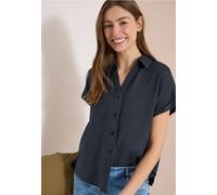 Kurzarmbluse CECIL, Damen, Gr. XXL (46), schwarz (volcanic grau), Web, 100% Leinen, unifarben, klassisch normal, Rundhals, Bündchen, Blusen, aus Leinen (51551601-XXL) volcanic grau