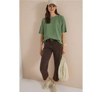 Kurzarmbluse CECIL, Damen, Gr. S (38), grün (deep matcha grün), Stoff, 60% Viskose, 39% Polyester, 1% Elasthan, unifarben, klassisch normal, Rundhals, normaler Saum, Blusen, in Unifarbe (44976668-S) d