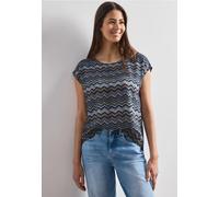 Blusentop STREET ONE, Damen, Gr. 34, bunt (frozen wave), Stoff, 88% Viskose, 12% Polyamid, gestreift, normal normal, Rundhals, abgesteppt, Blusen Blusentop, mit allover Print, Topseller (59138168-34)