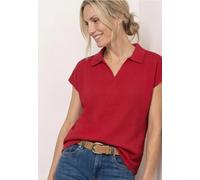 Dropped Shoulder Poloshirt im Strick-Look