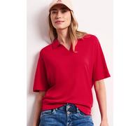 Poloshirt STREET ONE, Damen, Gr. 40, salsa rot, Jersey, Obermaterial: 50% Baumwolle, 50% Modal, unifarben, regular fit hüftbedeckend, V-Ausschnitt, abgesteppte Kante, Shirts, Sommershirt mit breitem e