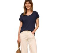 V-Shirt STREET ONE STUDIO, Damen, Gr. 44, midnight muse, Web;Stoff;Jersey, 50% Modal, 50% Baumwolle, unifarben, regular fit normal, V-Ausschnitt, abgesteppt, Shirts, im soften Baumwoll-Mix (40200123-4