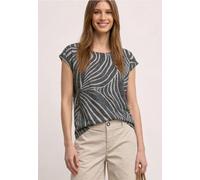 Shirttop STREET ONE, Damen, Gr. 44, schwarz, Jersey, Obermaterial: 65% Polyester, 35% Viskose, gemustert, tailliert hüftbedeckend, Rundhals, abgesteppte Kante, Tops Shirttop, Sommershirt im Ausbrenner