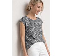 Shirttop STREET ONE, Damen, Gr. 40, clay sand, Jersey, Obermaterial: 65% Polyester, 35% Viskose, gemustert, tailliert hüftbedeckend, Rundhals, abgesteppte Kante, Tops Shirttop, Sommershirt im Ausbrenn
