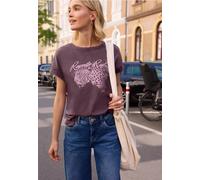 Print-Shirt STREET ONE STUDIO, Damen, Gr. 46, lila (very berry), Web, 100% Baumwolle, bedruckt, comfort fit normal, Rundhals, normaler Saum, Shirts, mit Frontprint (38310944-46) very berry