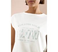 Kurzarmshirt CECIL, Damen, Gr. M (40), weiß (vanilleweiß), Jersey, Obermaterial: 47% Baumwolle, 47% Modal, 6% Elasthan, bedruckt, normal hüftbedeckend, Rundhals, abgesteppte Kante, Shirts, Sommershirt