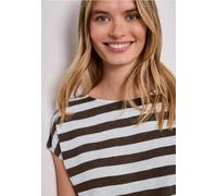 Street One Damen Shirt – Dropped-Shoulder mit Streifen und Glitzer – Braun Gr. 40