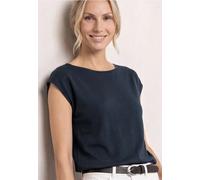 Street One Frauen Dropped Shoulder Shirt mit U-Boot-Ausschnitt in Blau, Gr: 42