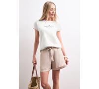 Shirttop STREET ONE, Damen, Gr. 40, sanftes weiß, Jersey, Obermaterial: 100% Baumwolle, bedruckt, normal hüftbedeckend, Rundhals, abgesteppte Kante, Tops Shirttop, Sommertop mit Wording (77073908-40) 