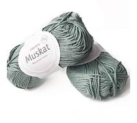 100 % Baumwollgarn zum Stricken und Häkeln, 3 oder leicht, DK, Kammgewicht, Drops Muskat, 50 g, 109 Meter pro Knäuel (80 Salbeigrün)