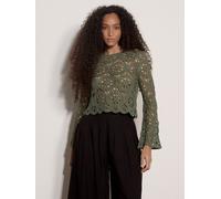 Druckbluse APRICOT "Bluse", Damen, Gr. S (36), grün (khaki), Strick, Obermaterial: 97% Baumwolle CO. 3% Nylon NY., Modern, Blusen Druckbluse, Häkelverzierungen (12637762-36) khaki