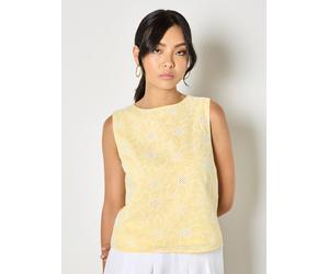 Druckbluse APRICOT "Top mit floraler Spitzenstickerei", Damen, Gr. XL (42), gelb, gewebt, Obermaterial: 100% Baumwolle CO., uni, Normale Länge, Elastisch, Blusen Druckbluse, Gemustert (85421856-42) ge
