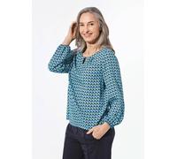 Kurzarmbluse GOLDNER "Druckbluse aus reiner Viskose", Damen, Gr. 48, blau (marine, gemustert), Obermaterial: 100% Viskose CV., Gummibündchen, Blusen, keine/nicht relevant (38645636-48) marine, gemuste