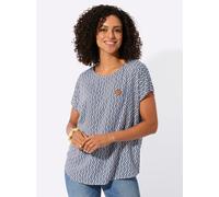 Druckbluse CASUAL LOOKS, Damen, Gr. 40, blau (ecru, marine, bedruckt), 100% Viskose, gemustert, Rundhals, Blusen Druckbluse (39014744-40) ecru, marine, bedruckt