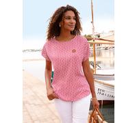 Druckbluse CASUAL LOOKS, Damen, Gr. 40, rot (ecru, rot, bedruckt), 100% Viskose, gemustert, Rundhals, Blusen Druckbluse (20084209-40) ecru, rot, bedruckt