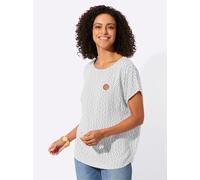 Druckbluse CASUAL LOOKS, Damen, Gr. 40, weiß (ecru, steingrau, bedruckt), 100% Viskose, gemustert, Rundhals, Blusen Druckbluse (68101367-40) ecru, steingrau, bedruckt