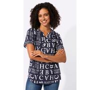 Druckbluse CASUAL LOOKS, Damen, Gr. 46, blau (marine, ecru, bedruckt), 100% Viskose, gemustert, mehrfarbig, Rundhals, Blusen Druckbluse (23649305-46) marine, ecru, bedruckt