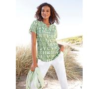 Druckbluse CASUAL LOOKS, Damen, Gr. 52, grün (eucalyptus, ecru, bedruckt), 100% Viskose, gemustert, mehrfarbig, Rundhals, Blusen Druckbluse (25962649-52) eucalyptus, ecru, bedruckt